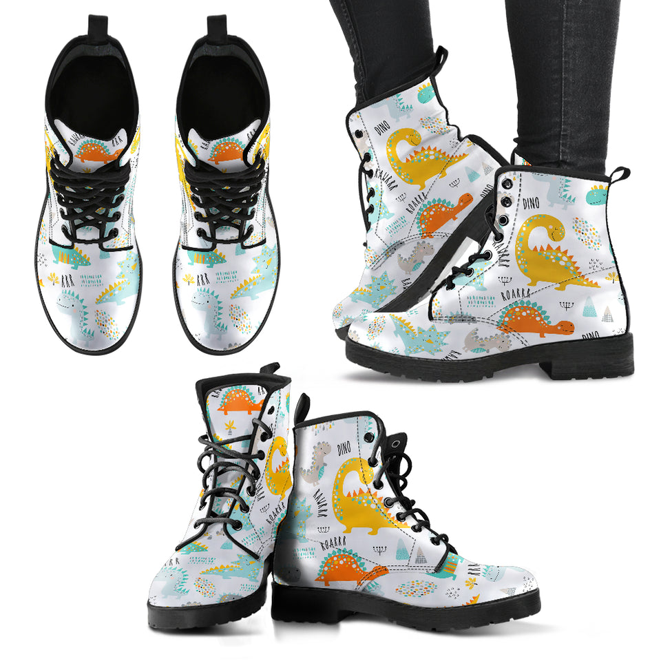 Cute Funny Kids Dinosaurs Pattern Leather Boots
