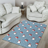 Cute Penguin Christmas Snow Pattern Area Rug