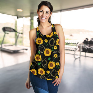 sunflower golden polygonal shapes Women Racerback Tank Top