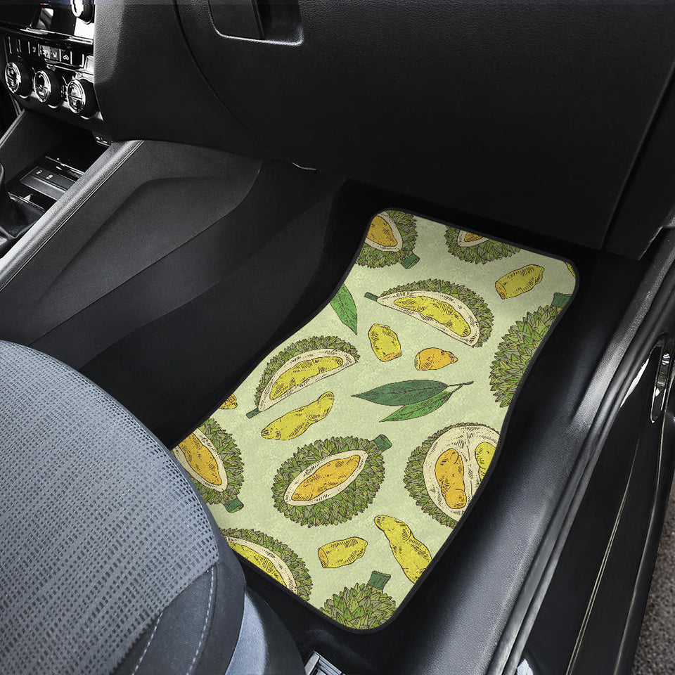 Durian Leaves Pattern Background Front And Back Car Mats