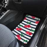 Hand Drawn Cherry Pattern Striped Background Front And Back Car Mats