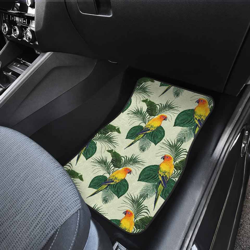 Beautiful Parrot Palm Leaves Pattern Front And Back Car Mats