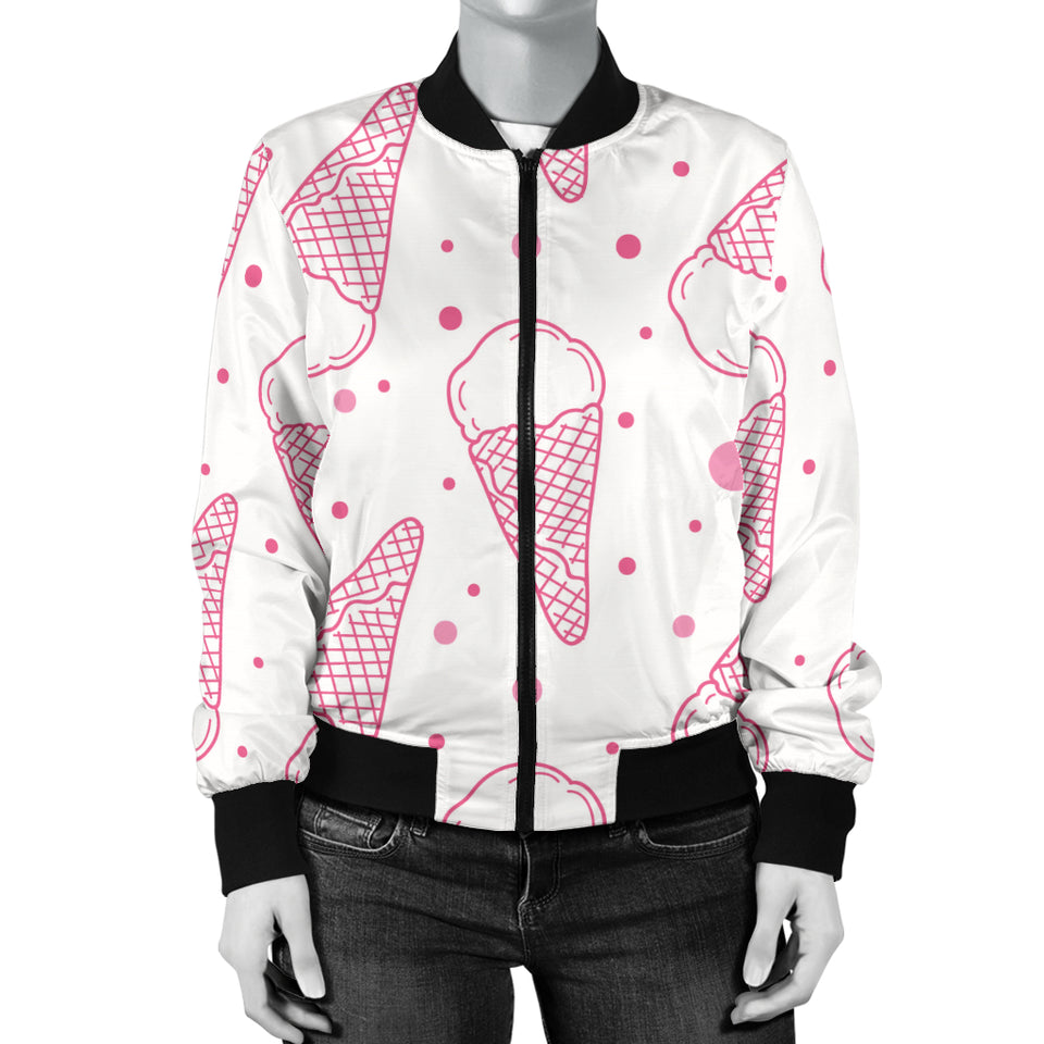 Hand Drawn Ice Cream Pattern Women'S Bomber Jacket