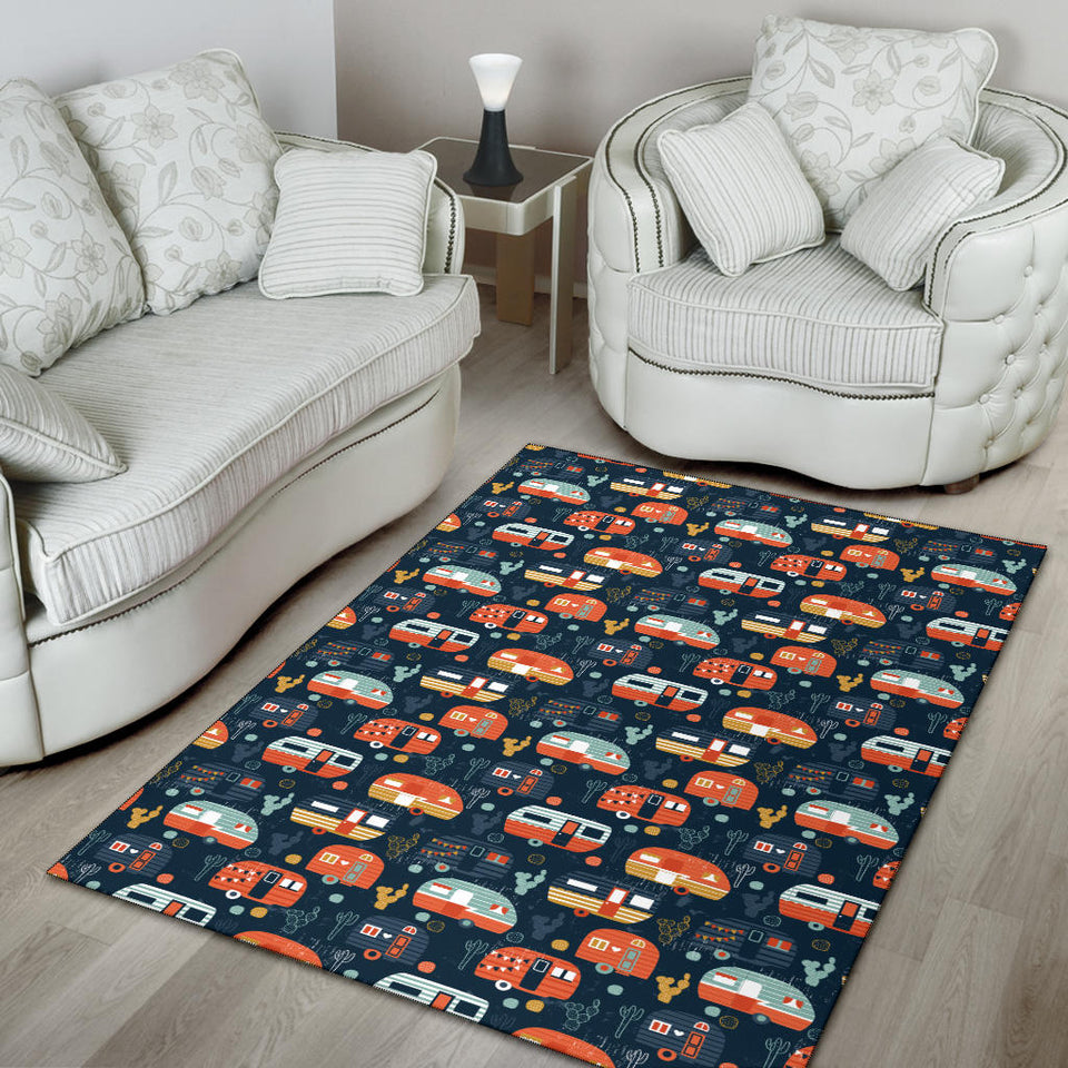 Camper Van Pattern Print Design 05 Area Rug