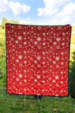 Snowflake Pattern Red Background Premium Quilt