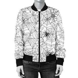 Spider Web Cobweb Pattern Women'S Bomber Jacket