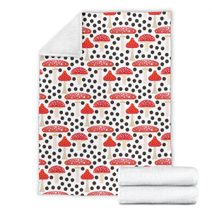 Red Mushroom Dot Pattern Premium Blanket