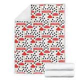 Red Mushroom Dot Pattern Premium Blanket
