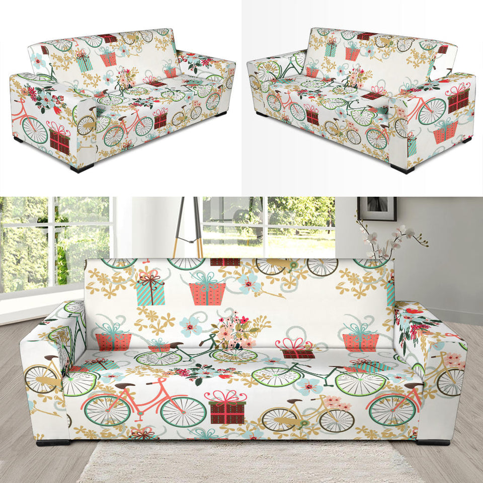 Bicycle Pattern Print Design 05 Sofa Slipcover