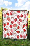 Watercolor Hand Drawn Beautiful Strawberry Pattern Premium Quilt