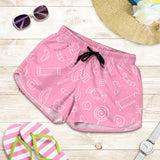 Sweet Candy Pink Background Women Shorts