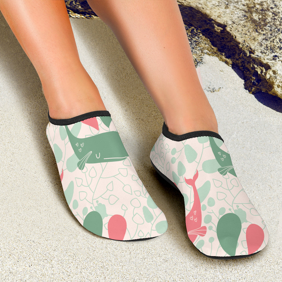 Cute Whale Pattern Aqua Shoes