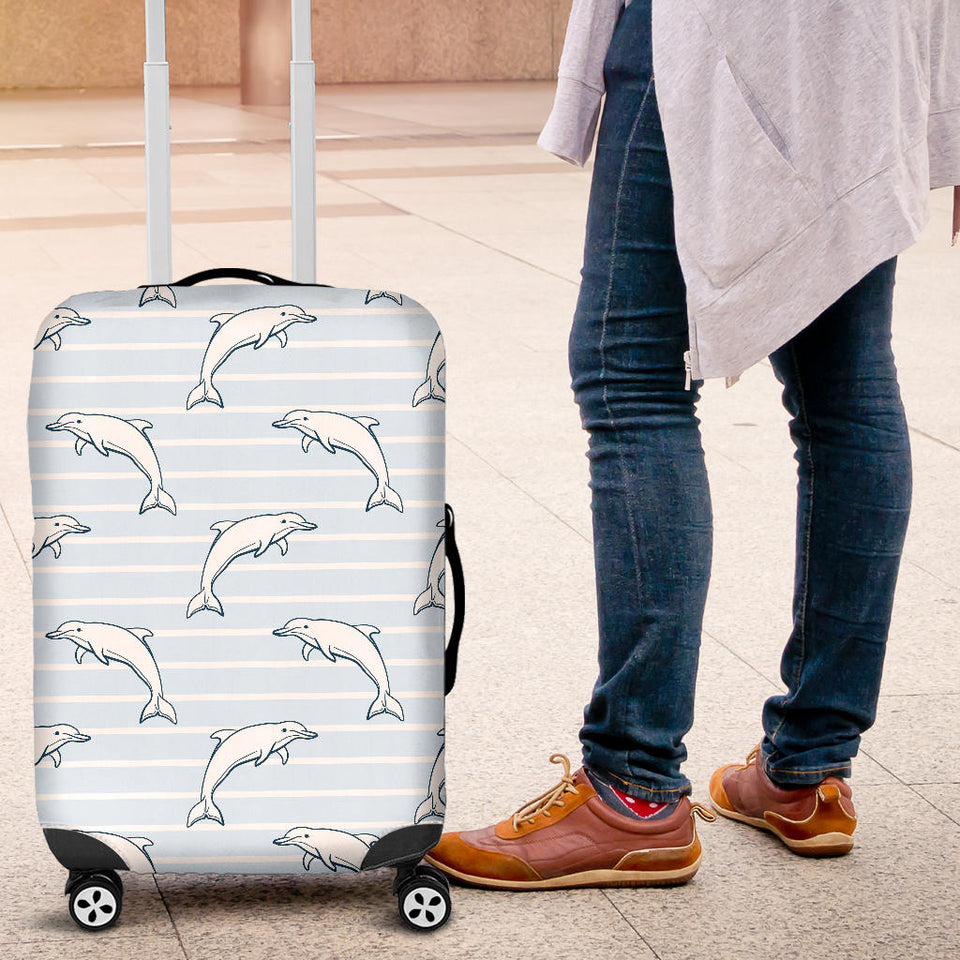 Dolphin Blue Striped Background Luggage Covers