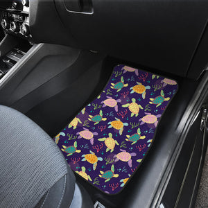Colorful Sea Turtle Pattern Front Car Mats