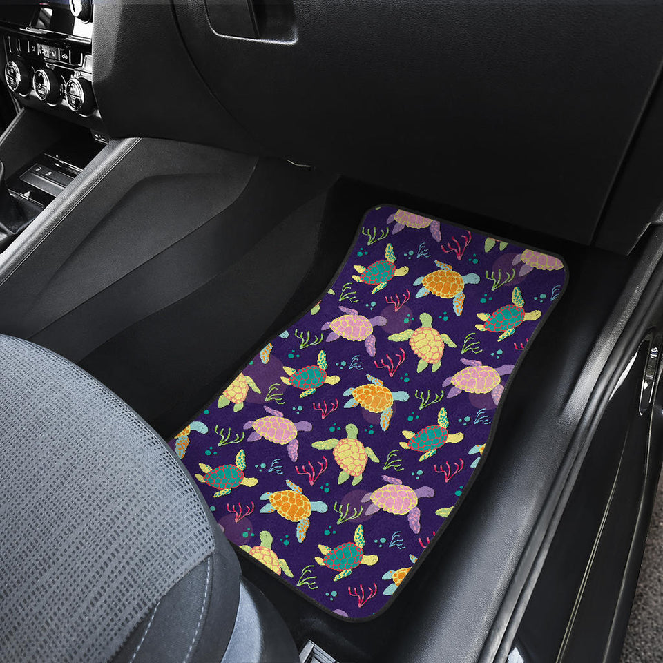Colorful Sea Turtle Pattern Front Car Mats