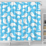 Cute White Sea Lion Seals Pattern Shower Curtain Fulfilled In US