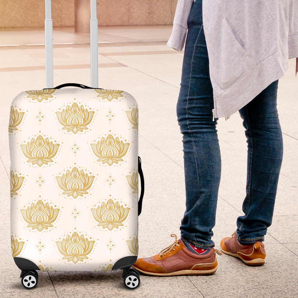 Gold Ornamental Lotue Waterlily Symbol Pattern Luggage Covers