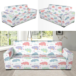 Hippopotamus Pattern Print Design 03 Sofa Slipcover