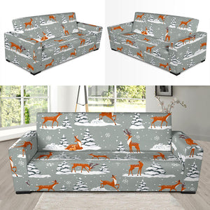 Beautiful Deers Winter Christmas Sofa Slipcover