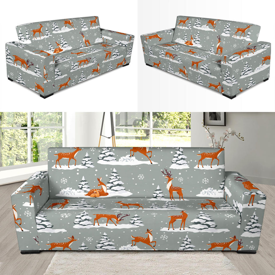 Beautiful Deers Winter Christmas Sofa Slipcover