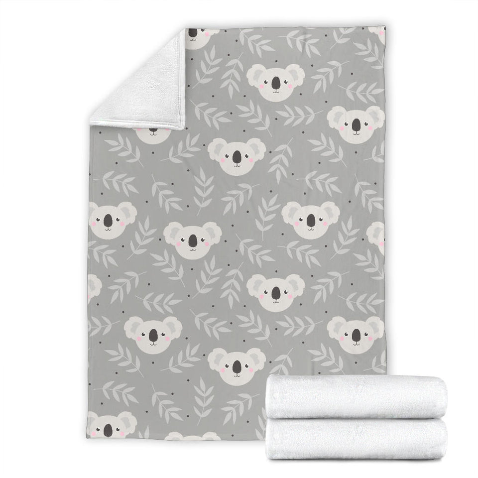 Cute Koala Leaves Pattern Premium Blanket