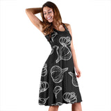 Garlic Pattern Black Background Sleeveless Midi Dress