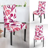 Pink Sketch Tulip Pattern Dining Chair Slipcover