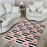 Donuts Pink Icing Striped Pattern Area Rug