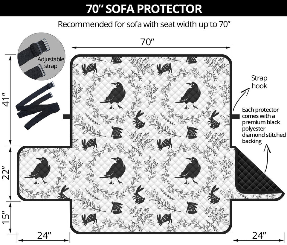 Crows floral wreath rabbit pattern Sofa Cover Protector