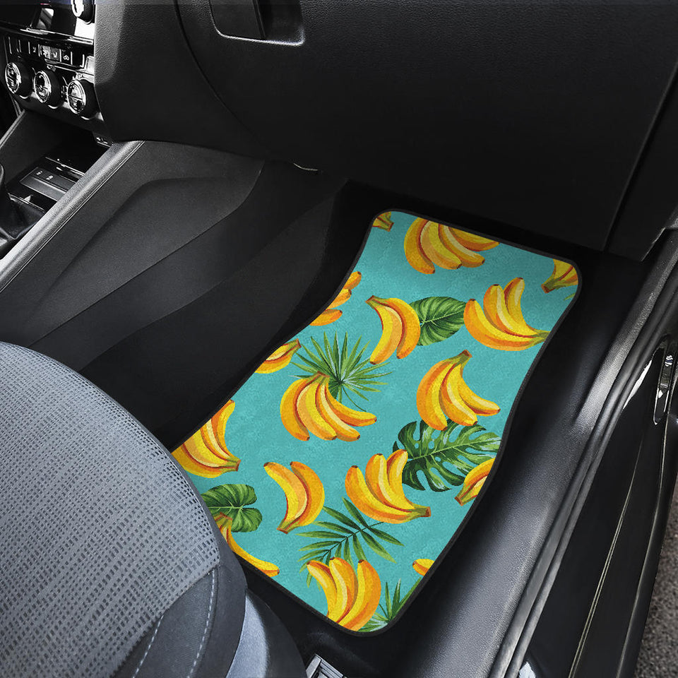 Banana Palm Leaves Pattern Background Front And Back Car Mats