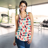 Red Blue guitar pattern Women Racerback Tank Top
