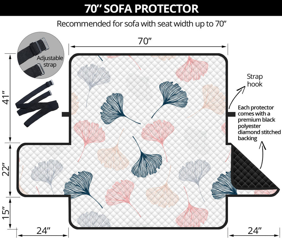 Black Gray Cream coral ginkgo leaves pattern Sofa Cover Protector