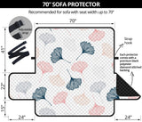 Black Gray Cream coral ginkgo leaves pattern Sofa Cover Protector