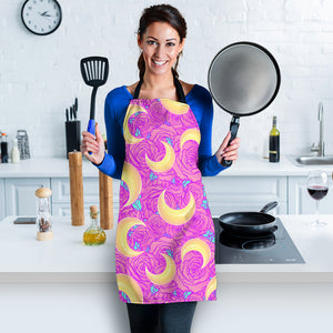 Moon Pink Rose Background Adjustable Apron