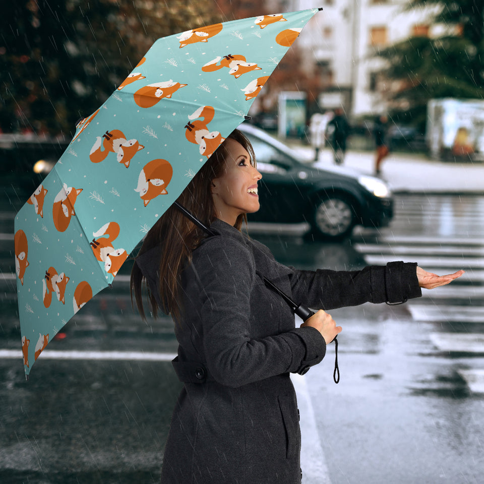 Fox Pattern Blue B Ackground Umbrella