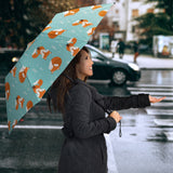 Fox Pattern Blue B Ackground Umbrella