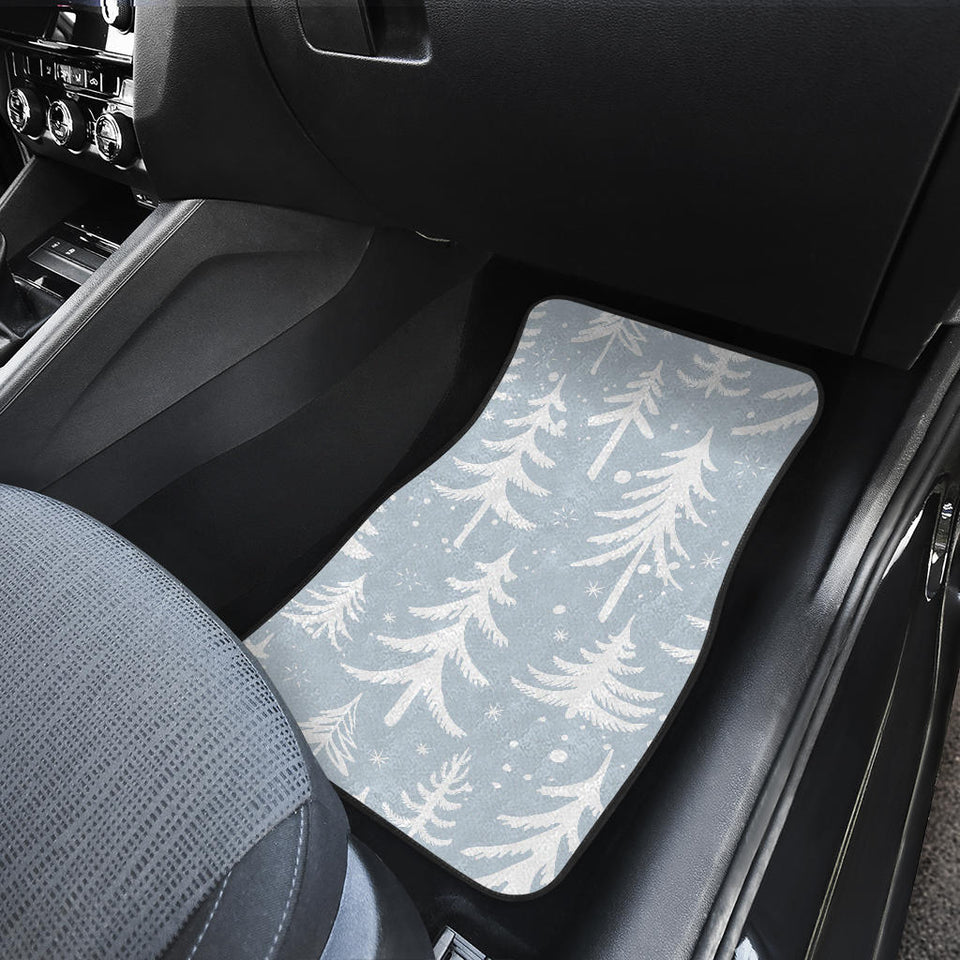 Christmas Tree Winter Forest Pattern Front And Back Car Mats