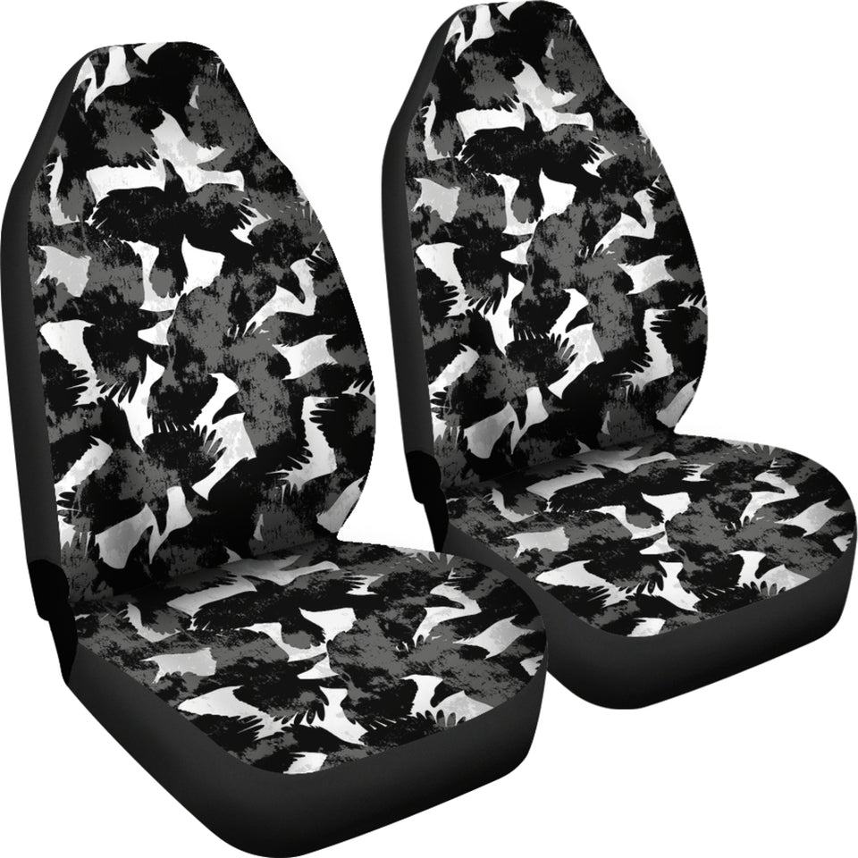 Crow Illustration Pattern Universal Fit Car Seat Covers