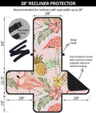 Pink flamingo birds pineapples hibiscus flower pattern Recliner Cover Protector
