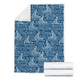 Hand Drawn Sailboat Pattern Premium Blanket