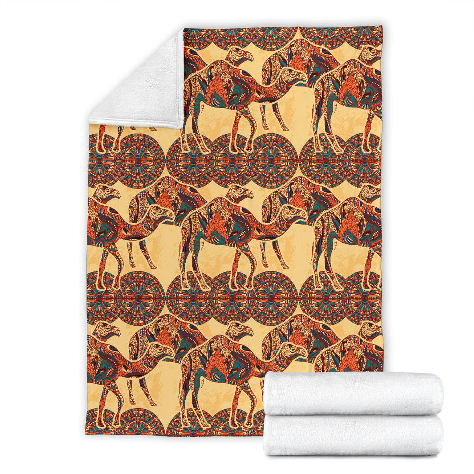Camel Polynesian Tribal Design Pattern Premium Blanket