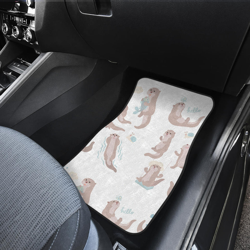 Cute Sea Otters Pattern Front And Back Car Mats
