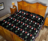 Deer Christmas new year pattern argyle Quilt Bed Set
