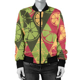 Cool Geometric Lime Pattern Women'S Bomber Jacket