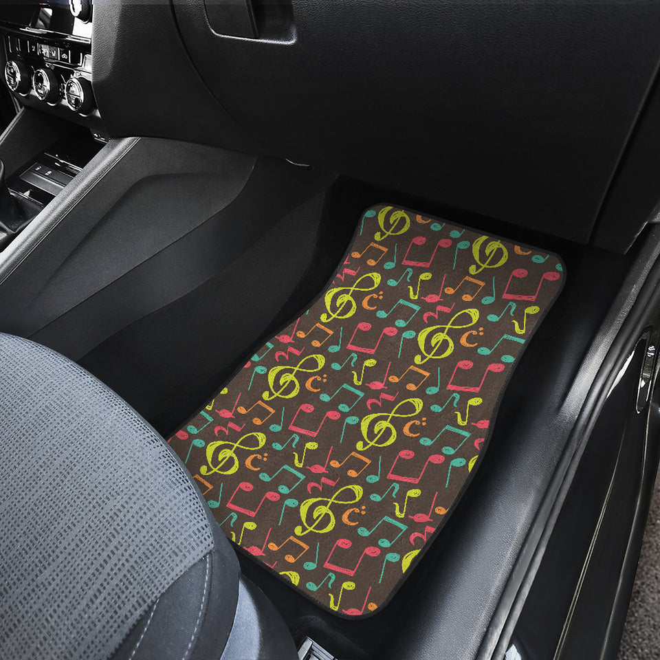 Music Notes Pattern Print Design 05 Front and Back Car Mats