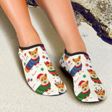 Corgi Christmas Pattern Aqua Shoes