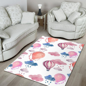 Watercolor Air Balloon Cloud Pattern Area Rug