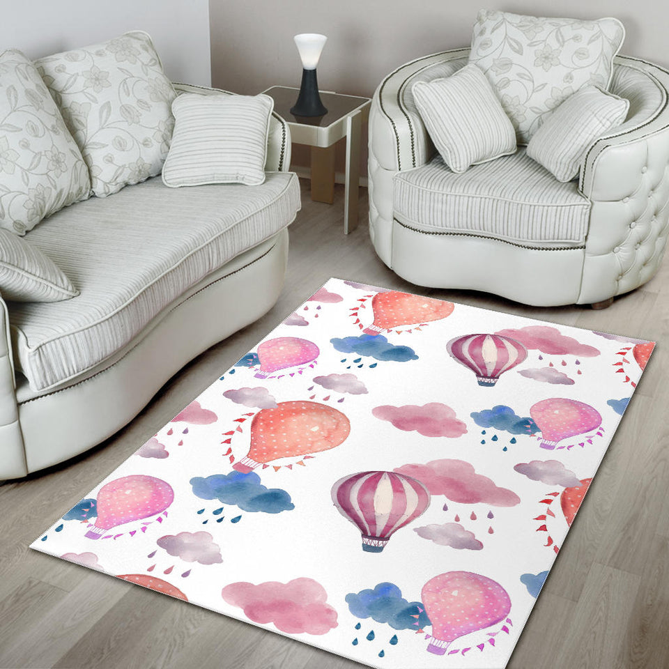 Watercolor Air Balloon Cloud Pattern Area Rug