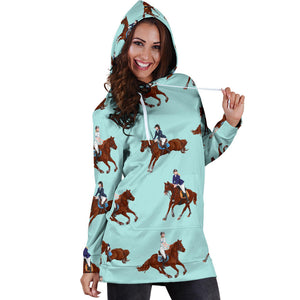 Horses Running Horses Rider Pattern Women'S Hoodie Dress