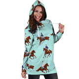 Horses Running Horses Rider Pattern Women'S Hoodie Dress